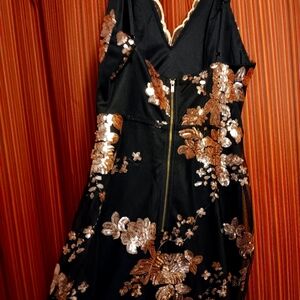 Black and Rose Gold mini sexy party dress